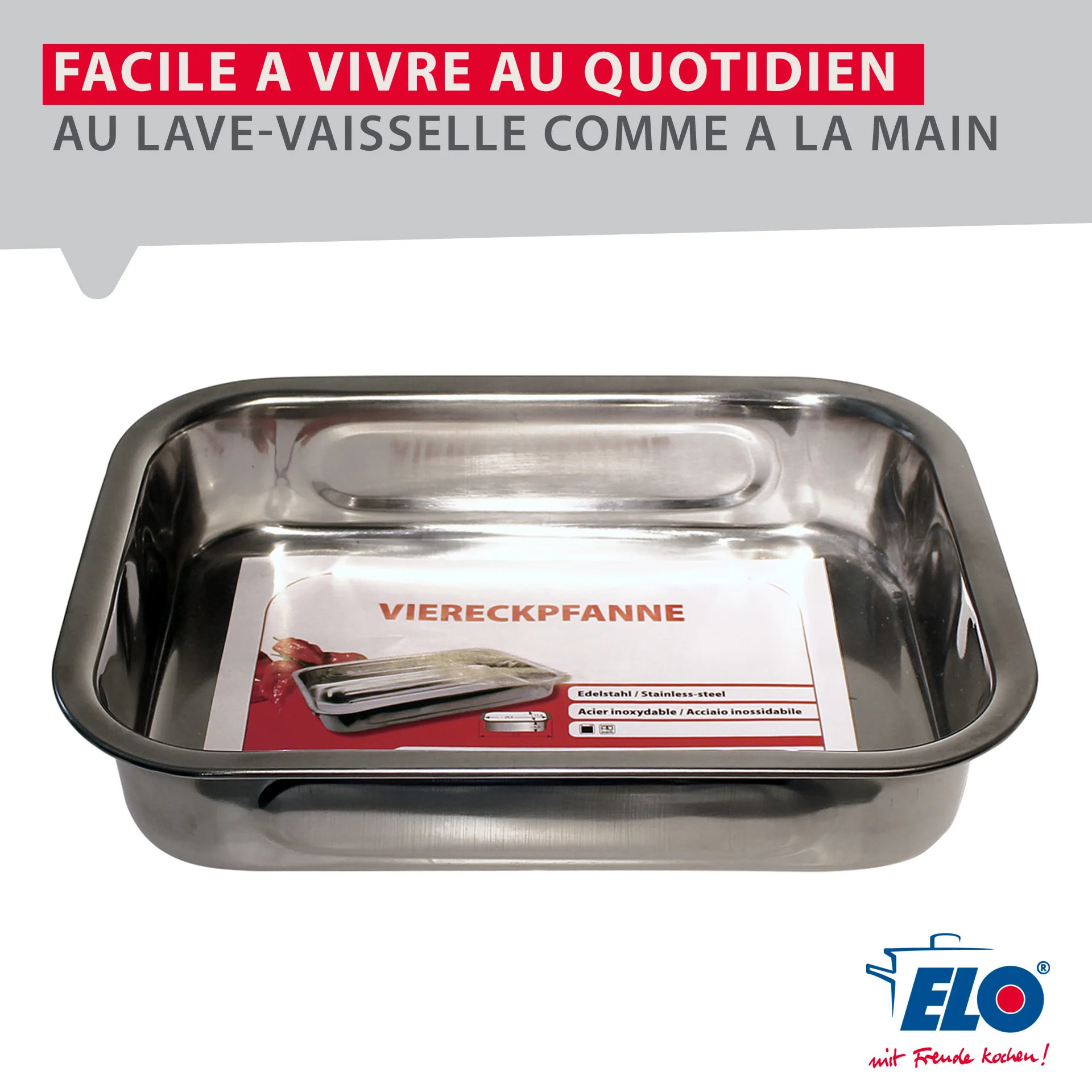 Plat four en inox rectangulaire 27,5 x 20,4 x 6 cm en extérieur Elo Edition Red