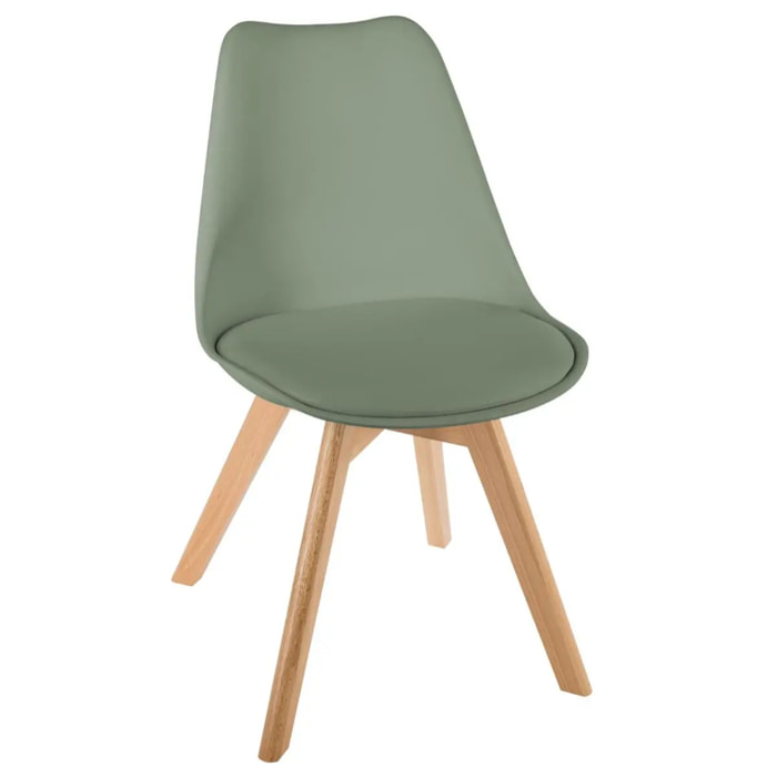 Chaise "Baya" vert kaki - pieds en hêtre