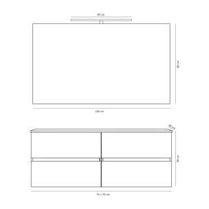 Ensemble de salle de bain Double Mat Alday, 140cm, Noir Mat