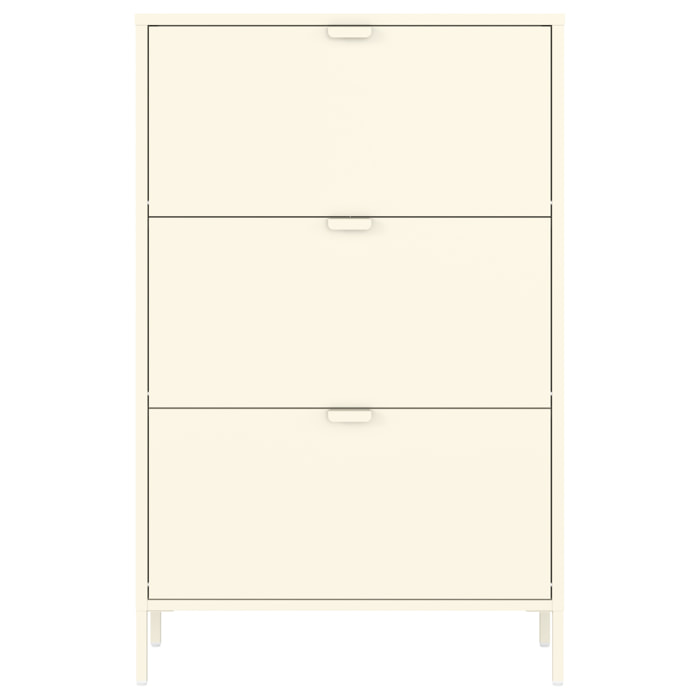 Meuble à chaussures 3 portes en métal blanc MARION