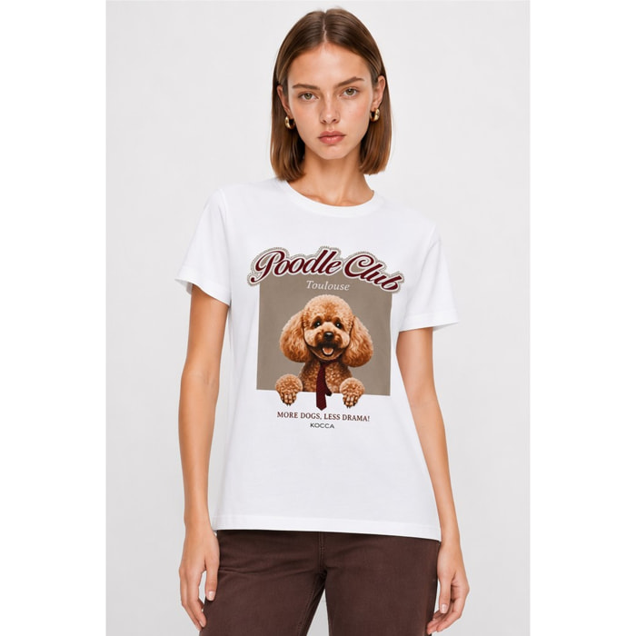 Kocca - T-shirt da donna in cotone con stampa di barboncino Donna