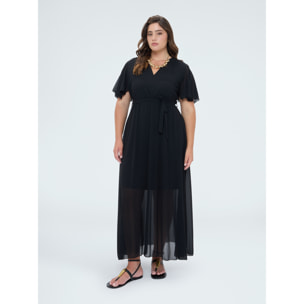 Fiorella Rubino - Vestito Dream in georgette con scollo a V - Nero