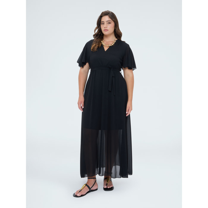 Fiorella Rubino - Vestito Dream in georgette con scollo a V - Nero