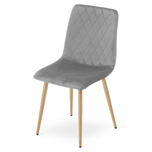 Set di 3 sedie Turin in velluto grigio chiaro e gambe effetto legno