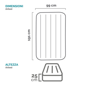 Intex Materasso Gonfiabile Prestige Downy Singolo con Pompa a Batteria, 99x191x25 cm