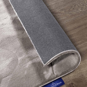 Tapis salon faux uni poils ras, tissé polyester confortable, anano