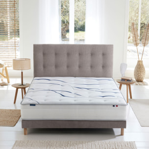Ensemble matelas mousse HD NUVIA avec sommier, chenille bouclettes gris clair