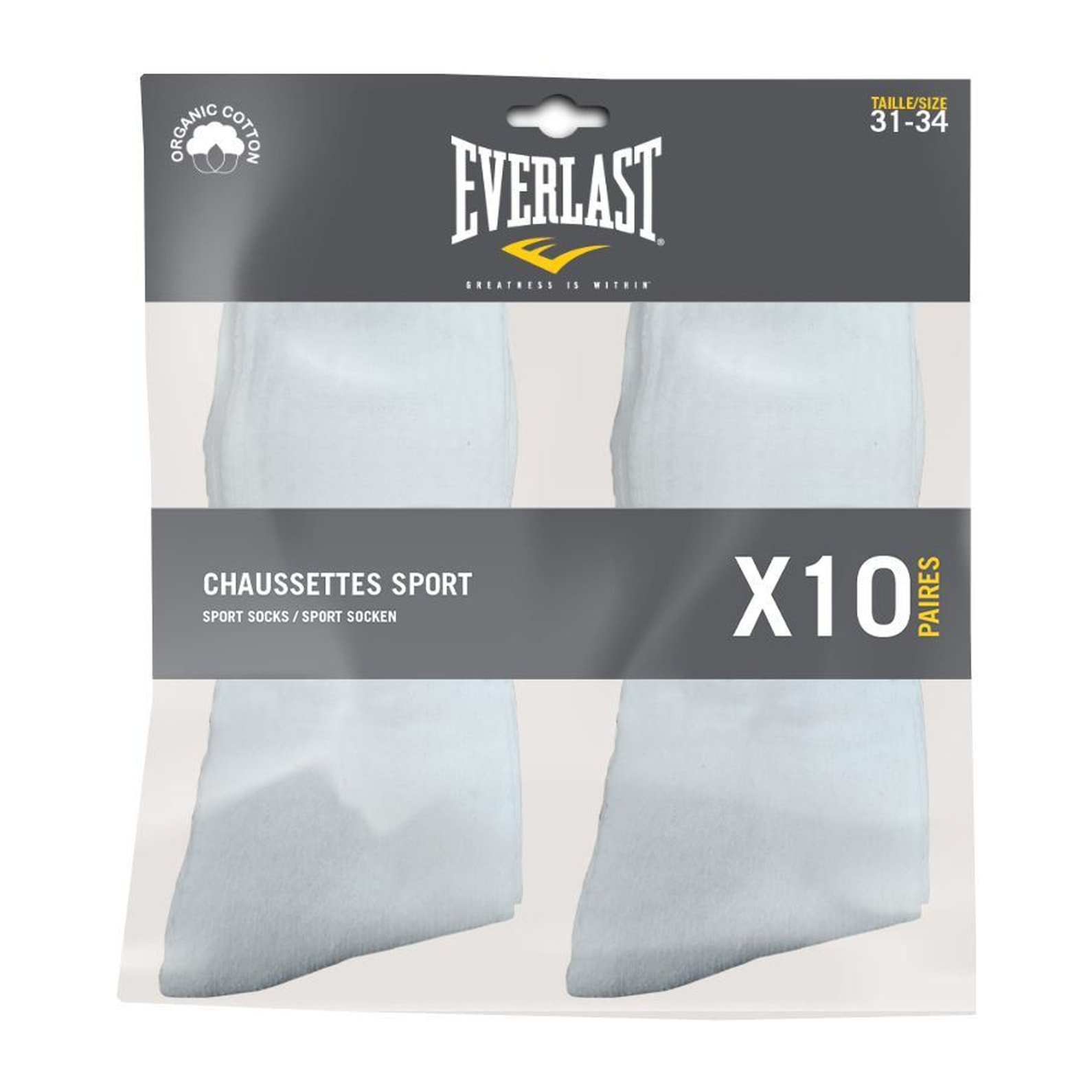 Set de 10 pares de calcetines everlast blancos talla