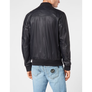 PHILIPP PLEIN Bomber de cuero ICONIC PLEIN