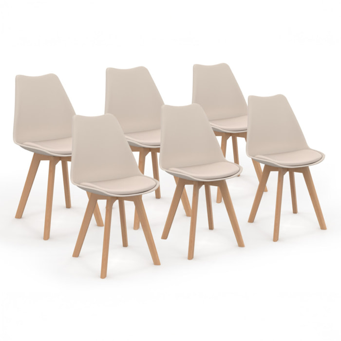 Chaises Nordia pieds bois de hêtre - Beige