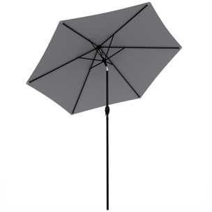 Parasol inclinable manivelle dia. 196 cm métal gris