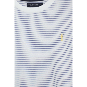 Camiseta de rayas blanca y azul royal de manga larga con bordado Rigby Go