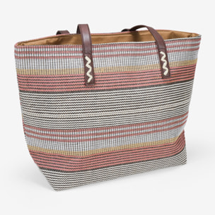 Bolso de hombro beige en rafia con cremallera