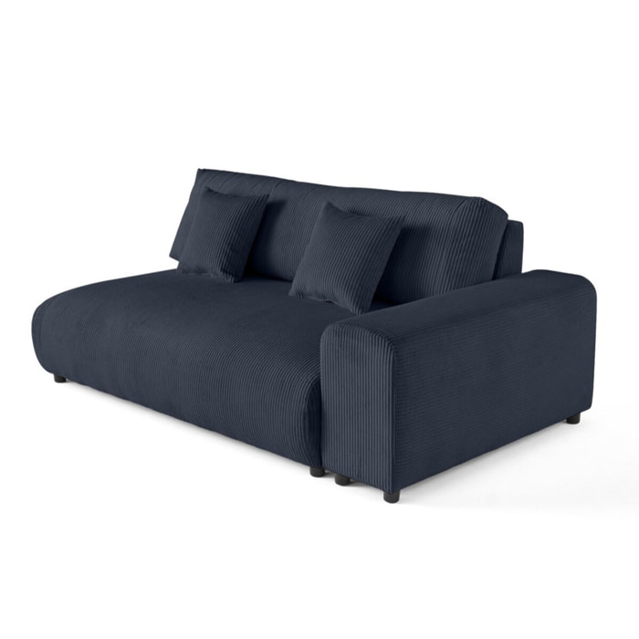 Garance - module d'assise 3 places avec accoudoir droit - en velours côtelé - Bleu nuit