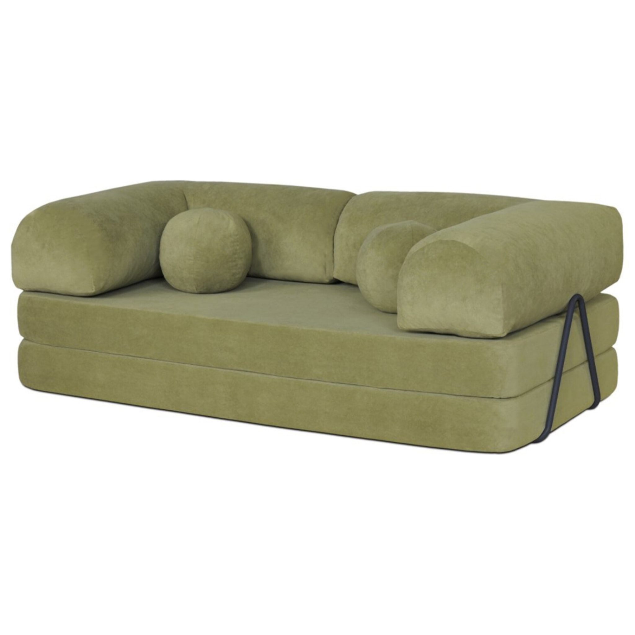 Nebula - Canapé 3 places convertible en velours texturé - Vert Kaki