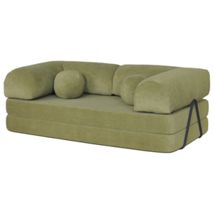 Nebula - Canapé 3 places convertible en velours texturé - Vert Kaki
