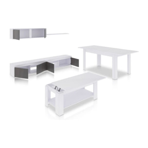 Pack salón con mesa de centro y mesa de comedor Arlet Max Blanco Artik (Blanco Mate) - Óxido