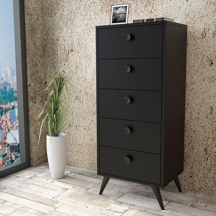 Mueble de nogal negro con 100% tablero aglomerado rechapado en melamina.