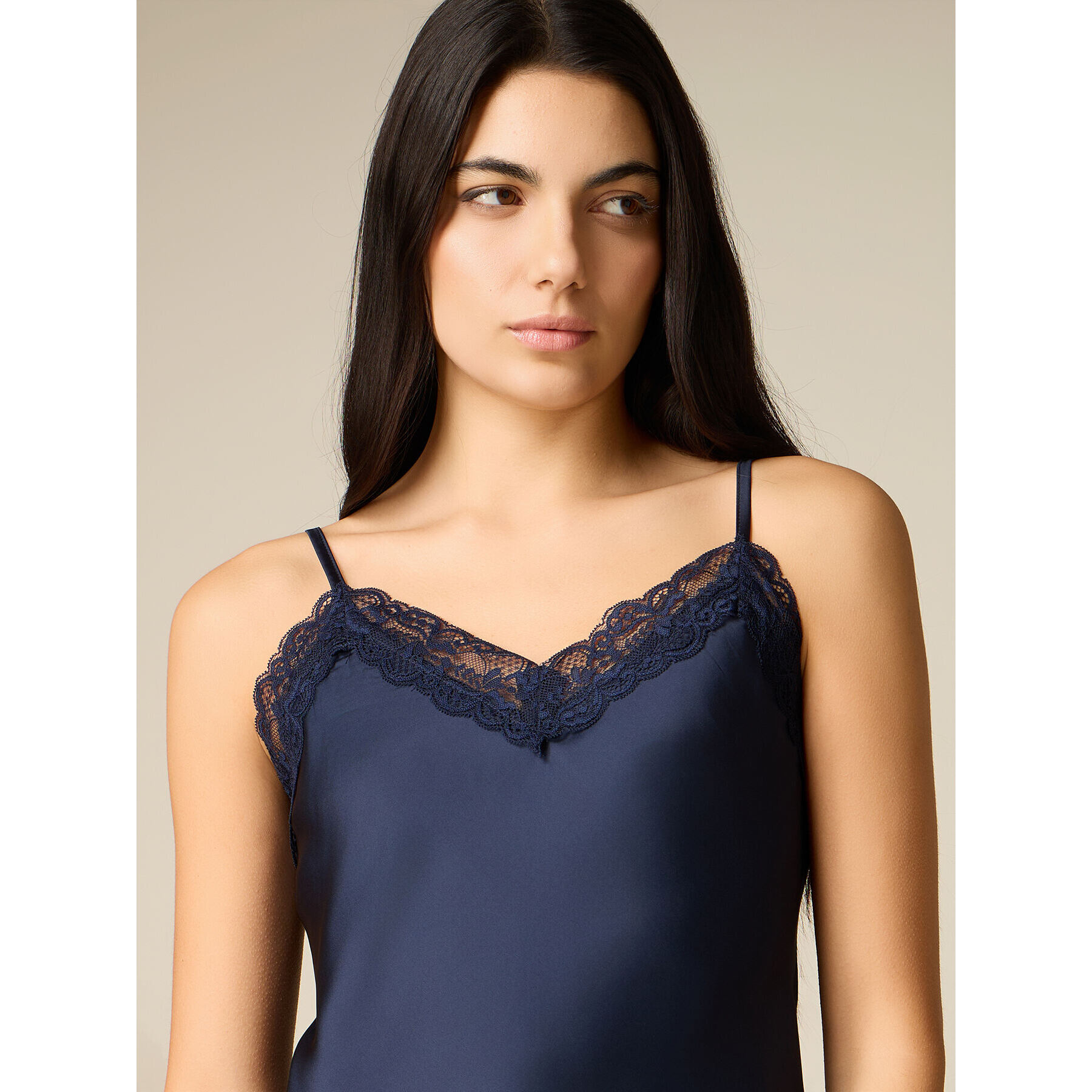 Oltre - Top lingerie in raso e pizzo - Blu