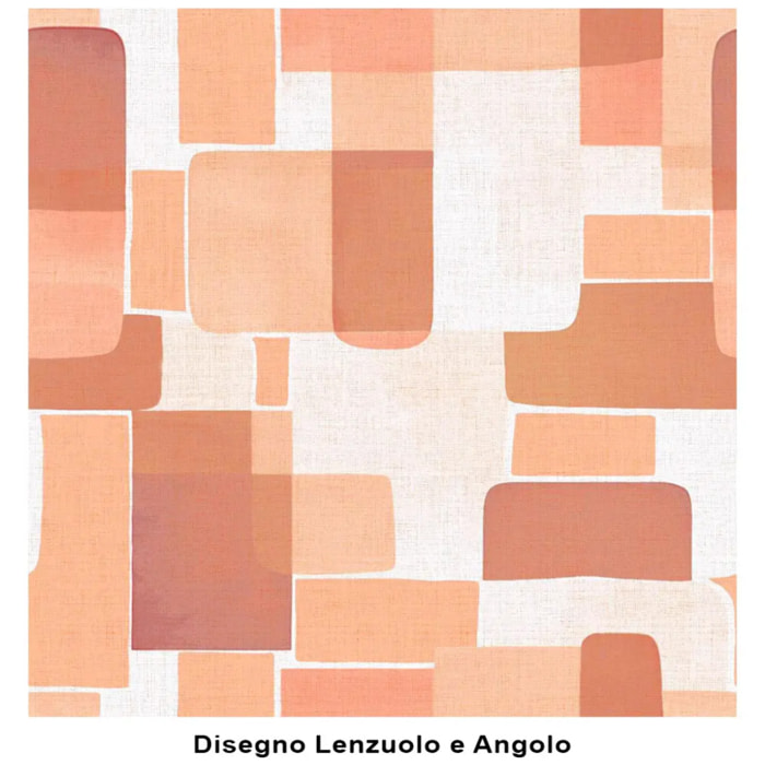 Completo Lenzuola BRICK ARANCIO 100% Cotone e Made in Italy a quadri geometrico