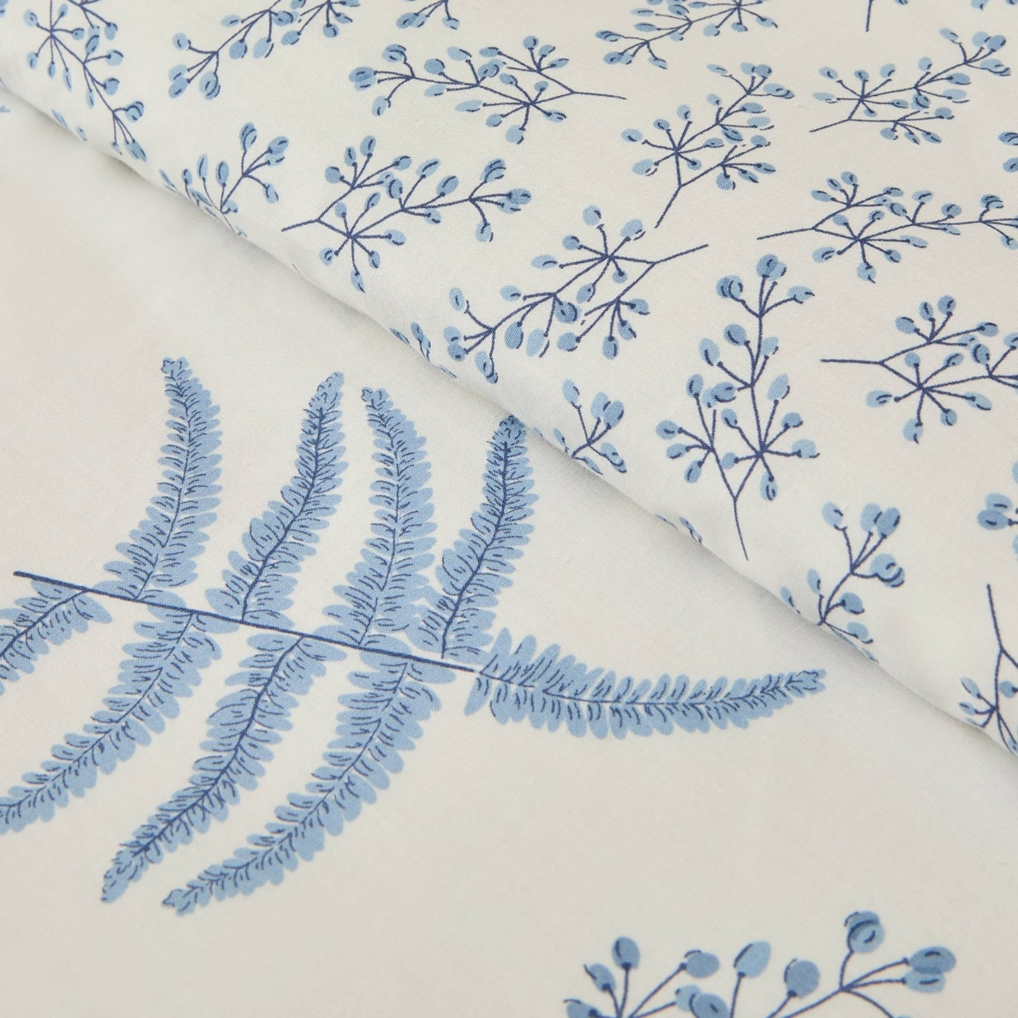 Funda nórdica algodón hojas Lari color azul 100% Algodón percal