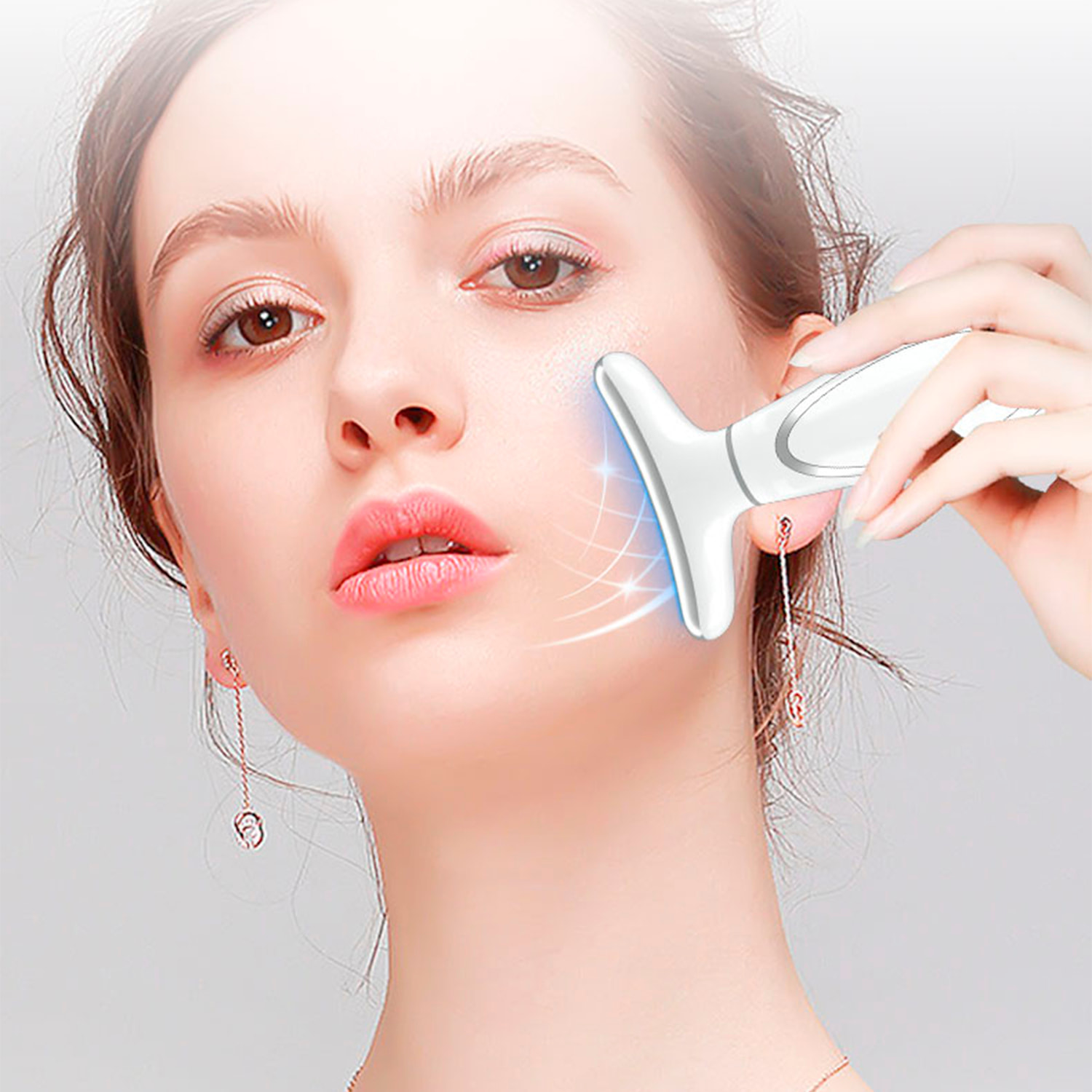 Dispositivo de belleza 6 en 1 con LED, EMS, iones, frío, calor y vibración.