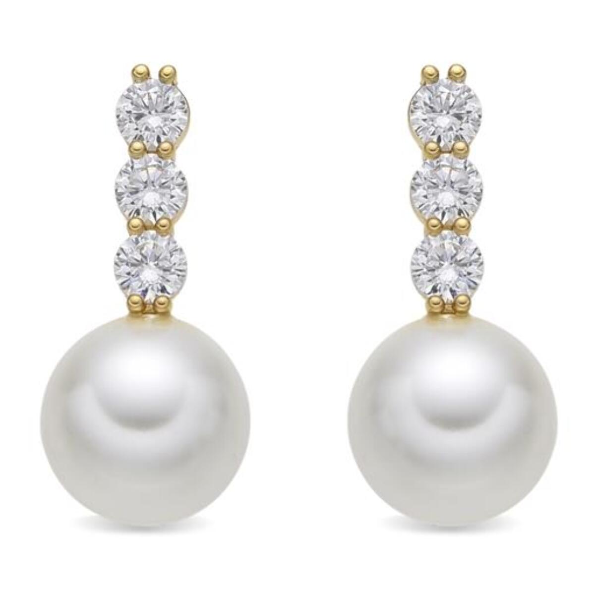 Pendientes acabado oro amarillo de 18k y Perla Blanca