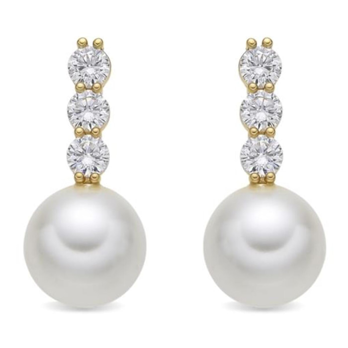 Pendientes acabado oro amarillo de 18k y Perla Blanca