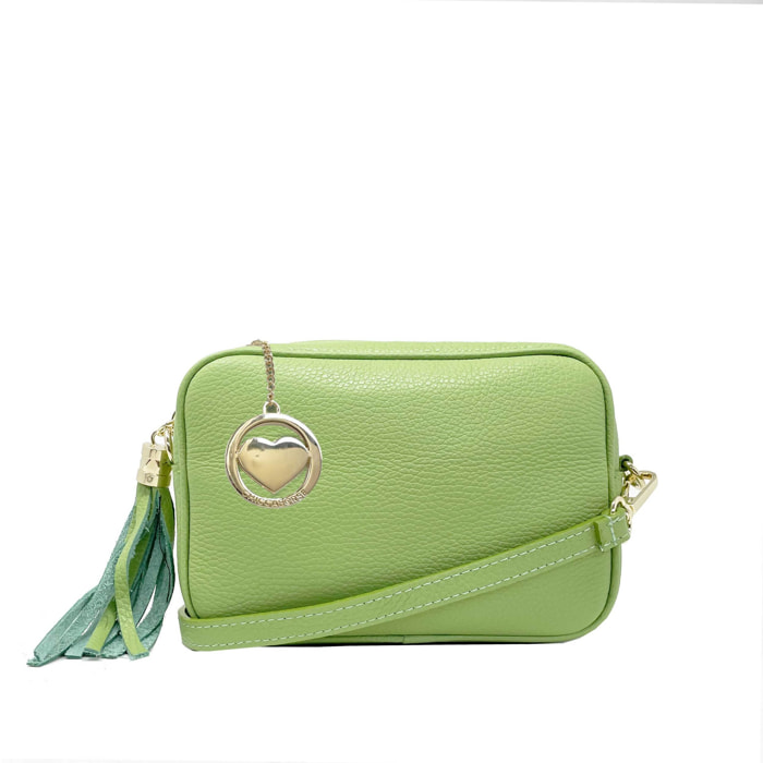 Chicca Borse - Tracollina Clutch Donna in Vera Pelle - Colore Verde Chiaro