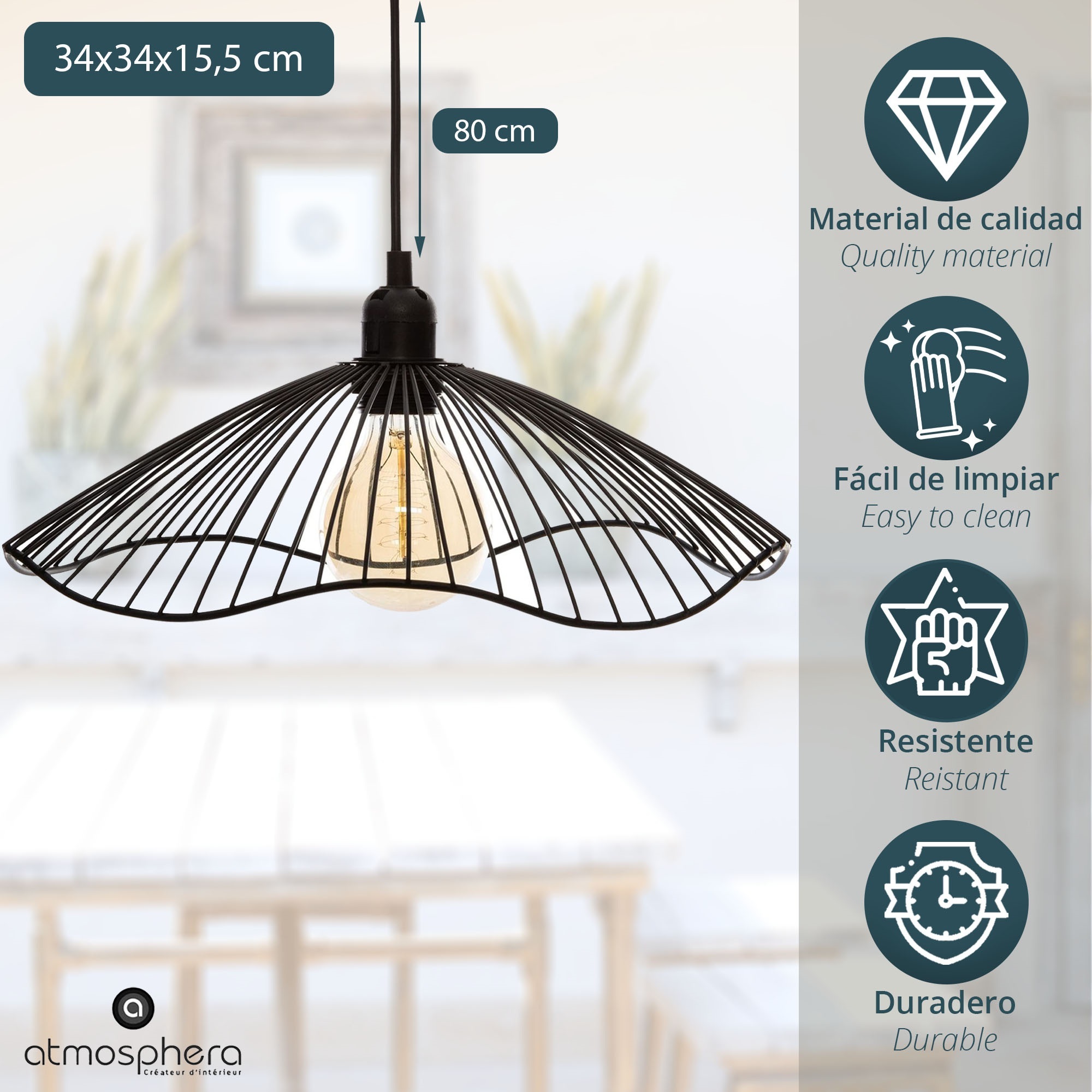 Lámpara de techo colgante 34 cm