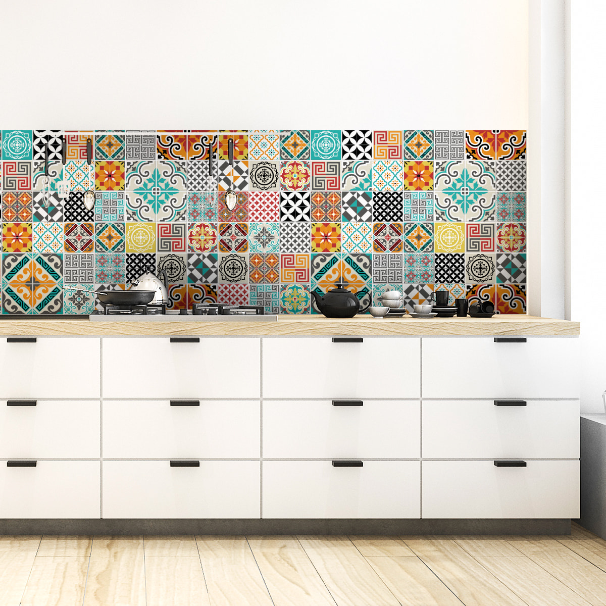 Stickers muraux - Sticker Mural Carrelage adhésif Cuisine Salle de Bain - 60 STICKERS CARRELAGES AZULEJOS BATISTA