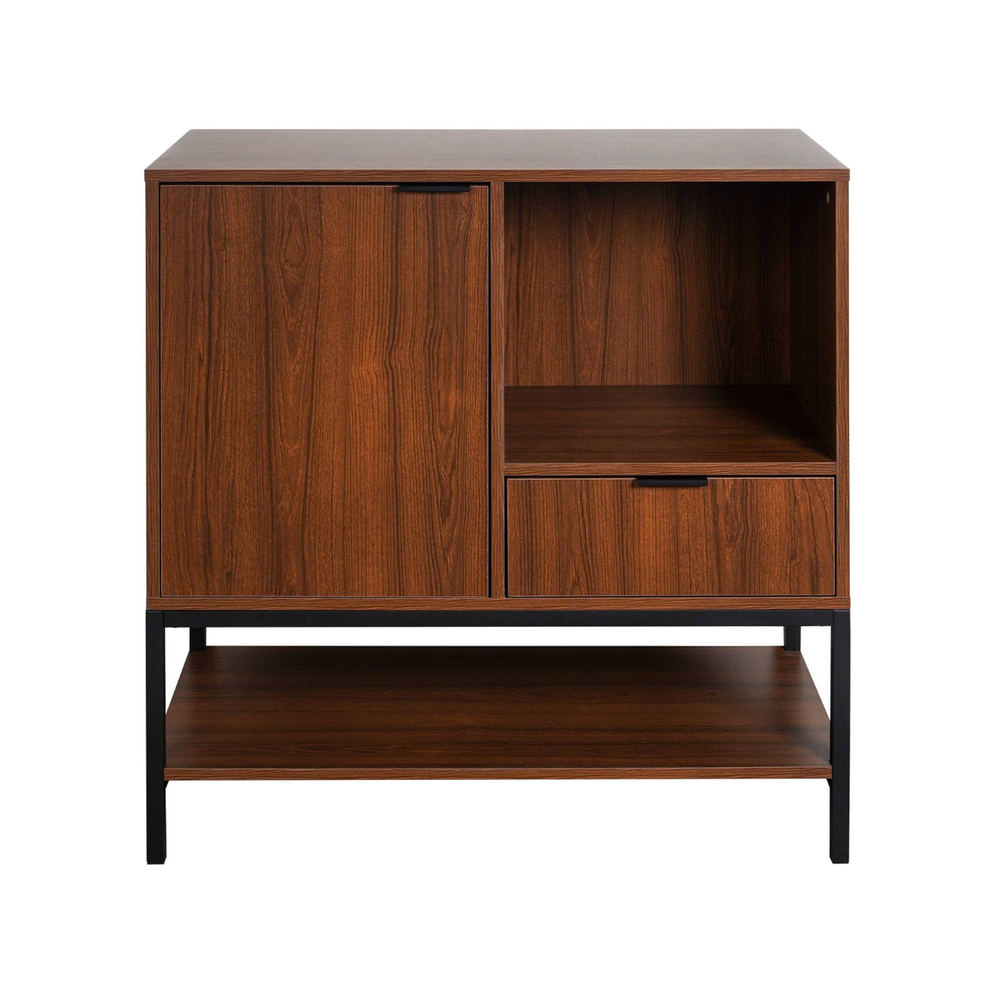 Buffet décor bois de noyer 1 porte 80cm WALNUT