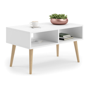 Tavolino da salotto Sandi in stile scandinavo bianco