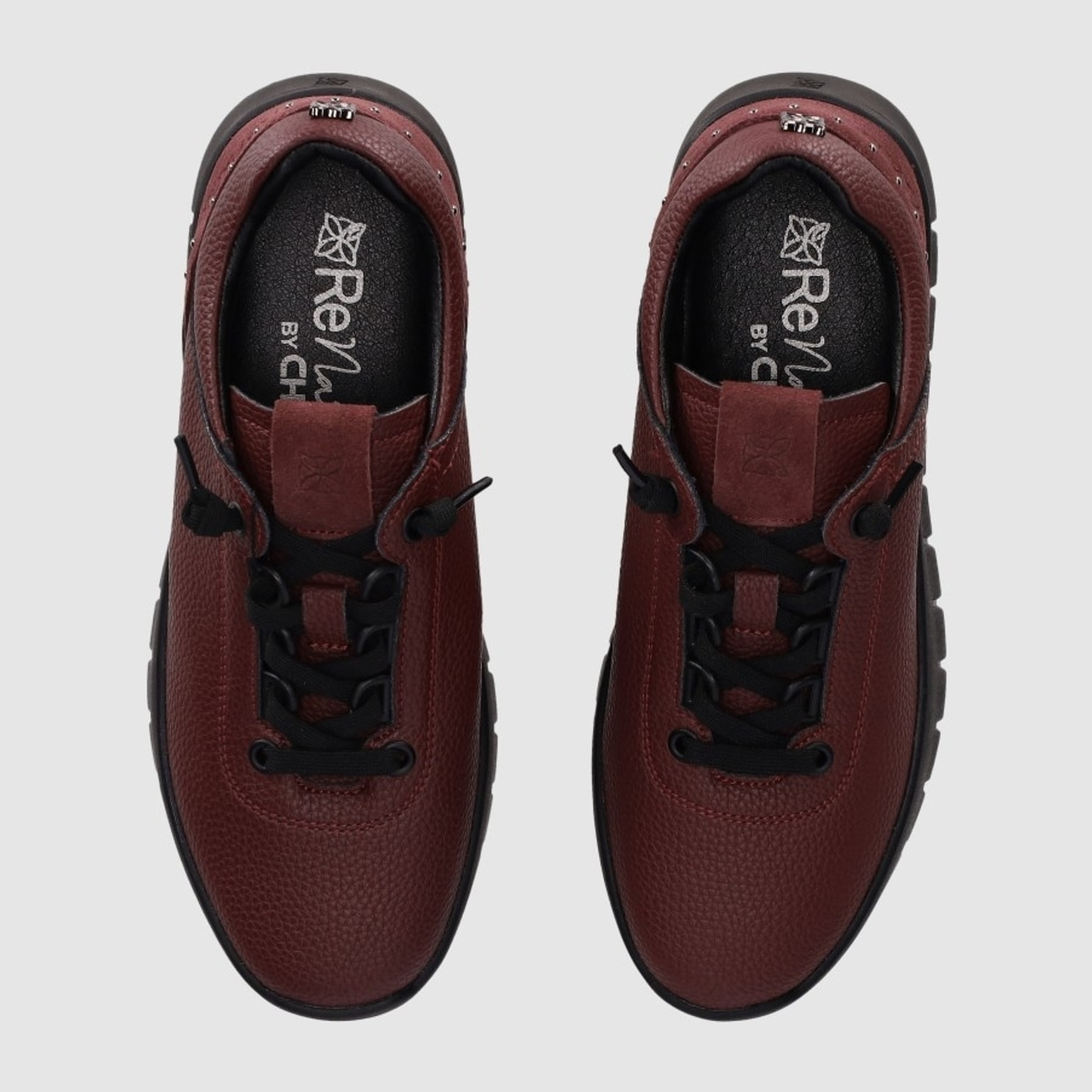 Zapatos de Piel - Burdeos - Tacón: Bajo