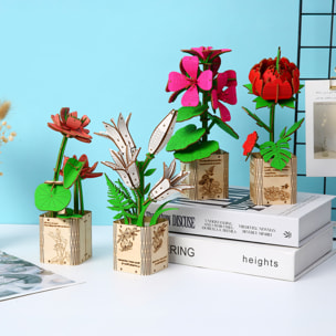 Maqueta de Madera 3D, diseño de Geranio. 128 piezas.