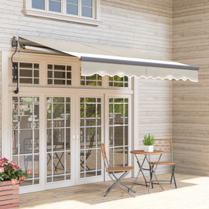 Toldo Eléctrico Retráctil y Manual con Mando a Distancia 3x2,5 m Toldo de Exterior Terraza Enrollable con Manivela Marco de Aluminio y Protección UV30+ para Jardín Puerta Ventana Crema