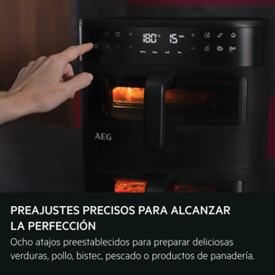 AEG Freidora de aire Dual con doble cajón independiente, 11 litros y 8 programas AAFD11B