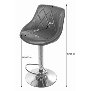 Set di 2 Sgabelli Bar Kast in Ecopelle Nera e Cromo