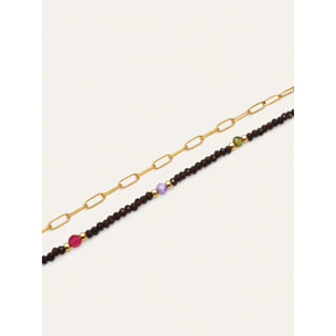 Collar Long Winter Glam Acero Baño Oro