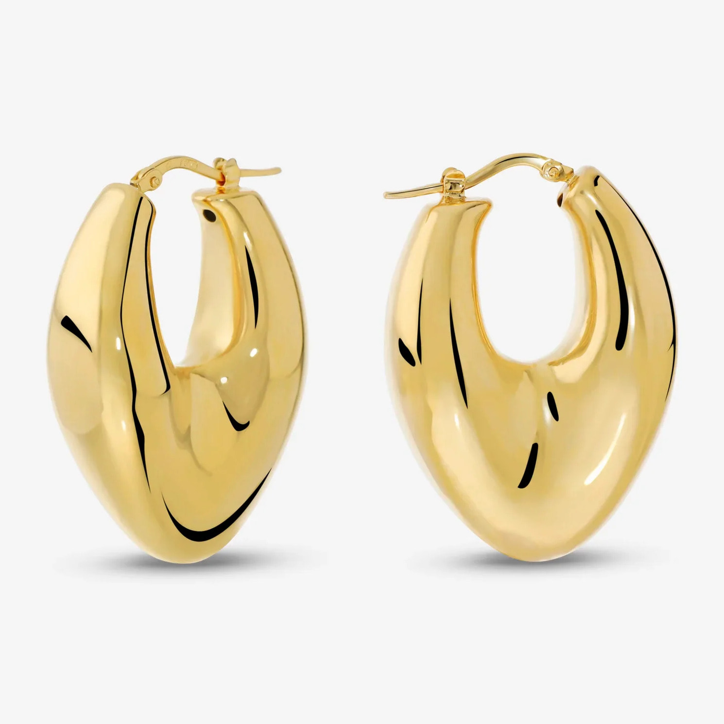 Orecchini a Cerchio Lucidi Design a Marquise placcati Rodio