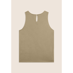 Canotta Svasata con Ricamo Floreale