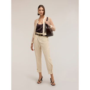 Motivi - Pantaloni cargo in popeline di cotone - Beige