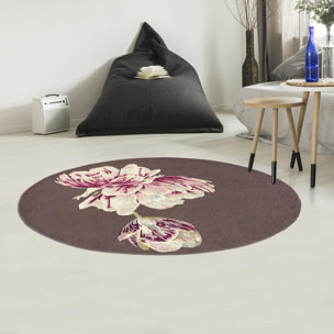 Tapis rond fait à la main en laine motif floral NUITORB