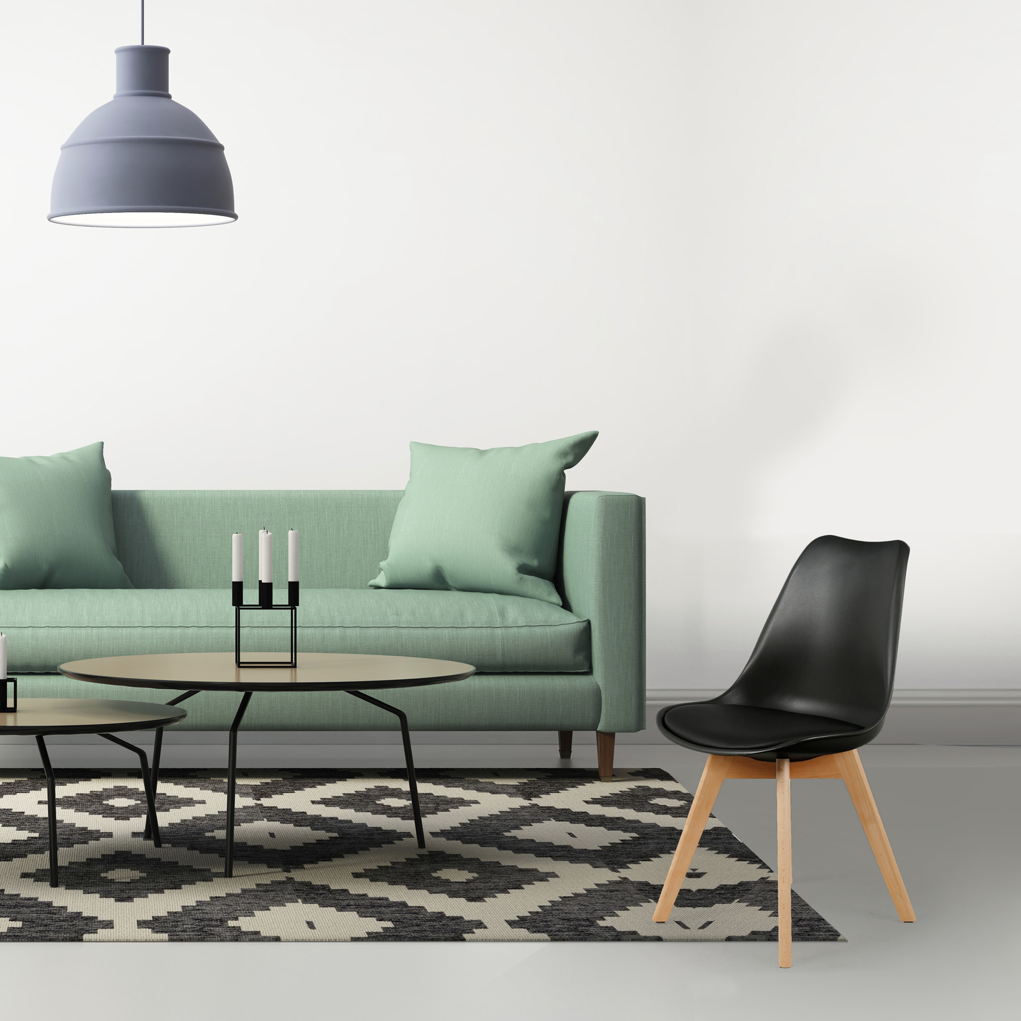 Chaise Scandinave Coque Rembourree Noire - Lot de 4