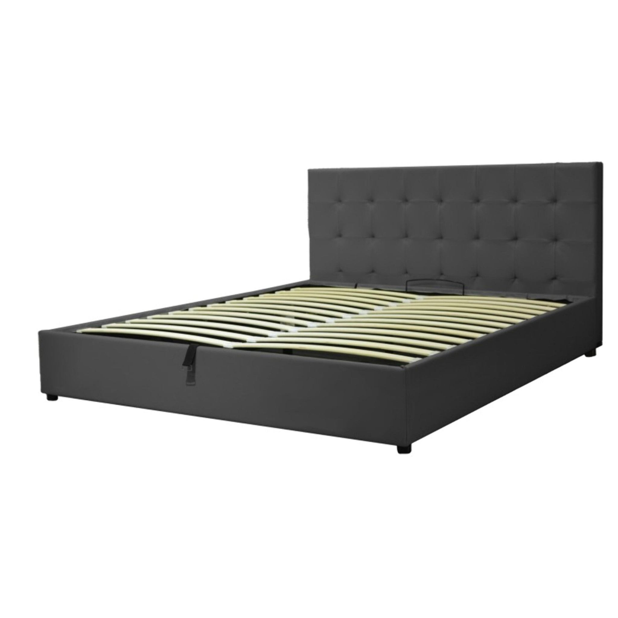 Lit coffre sommier relevable noir | Modele Venise Simili Cuir | Grande capacite de stockage