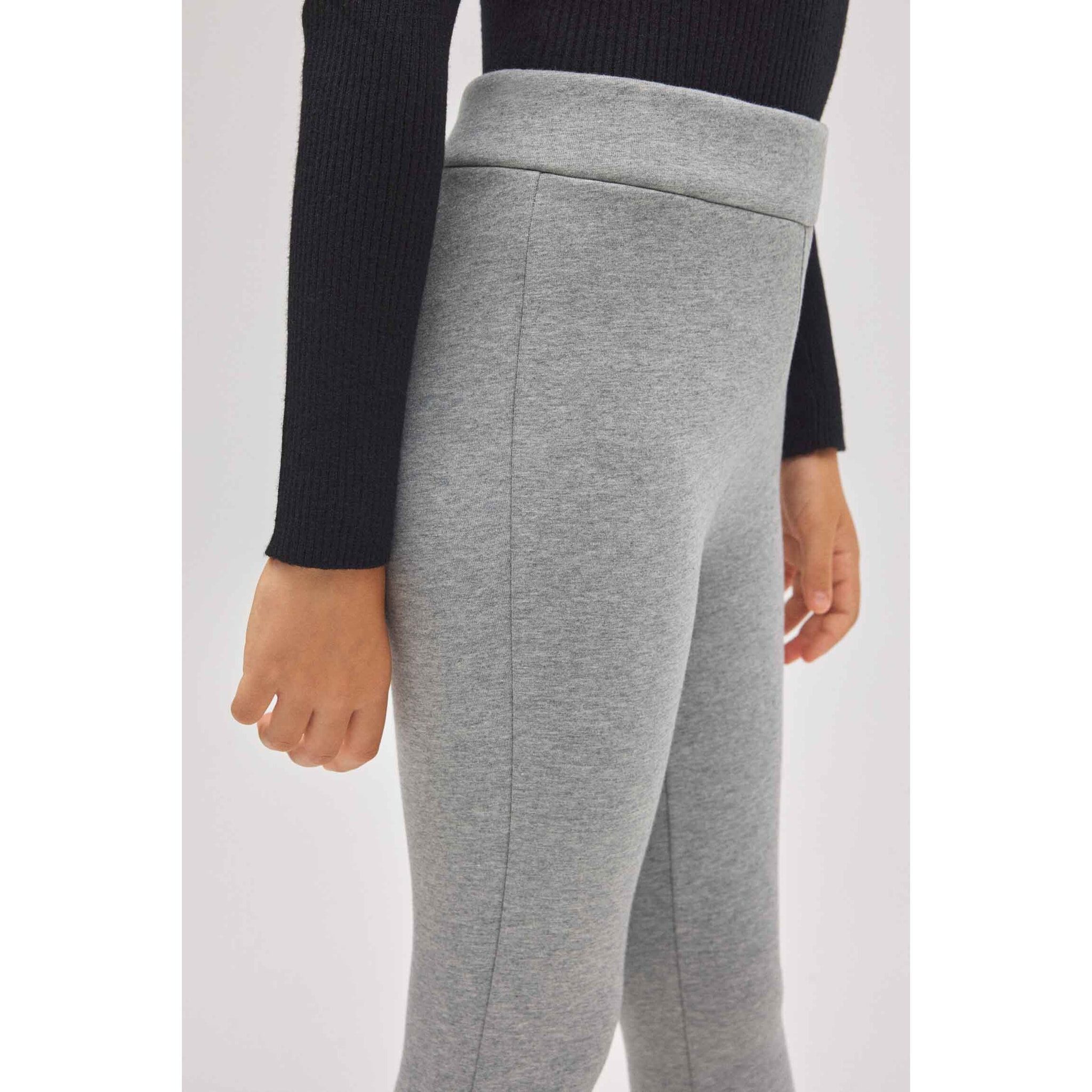 Leggings termici da bambina in pile grigio