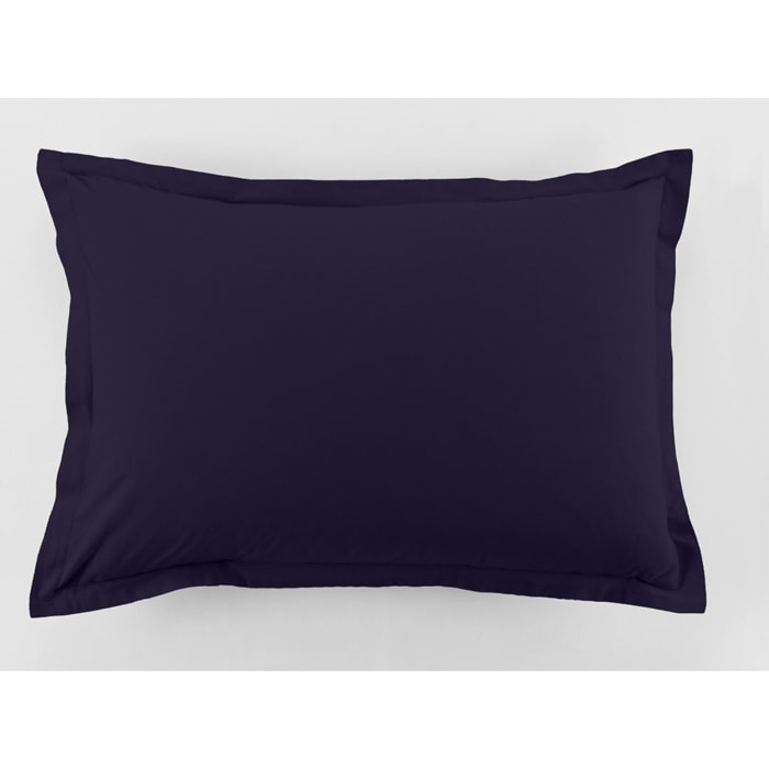 Lot De 2 Taies D'oreiller 100% Coton 57fils Bleu Imperial