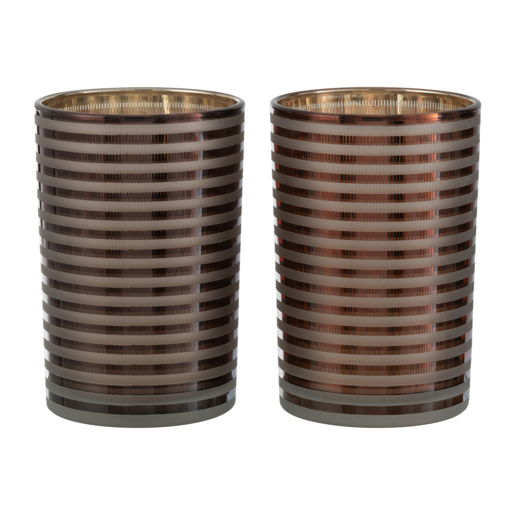 J-Line photophore Rayé - verre - brun - medium - 2 pcs