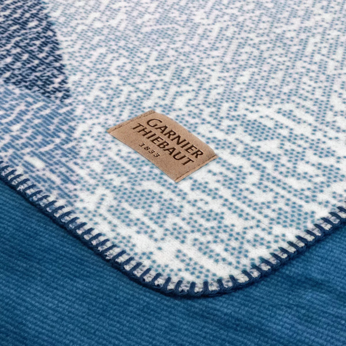 Plaid coton mélangé 415 g/m² motif jacquard bleu gris Aqua blu