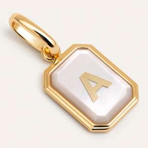 Charm Personalized Letter Mother of Pearl Placcato Oro